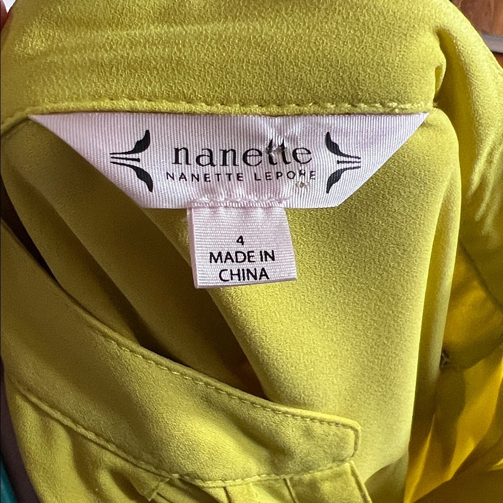 Nanette Lepore "Laurel Leaf" Pleated Midi Dress | Chartreuse NWT Size 4 - Picture 10 of 10